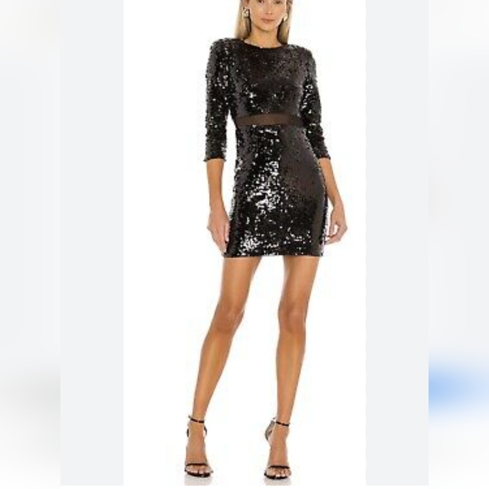 Alice + Olivia Rosalia Embellished Mesh Cutout Dress in Black